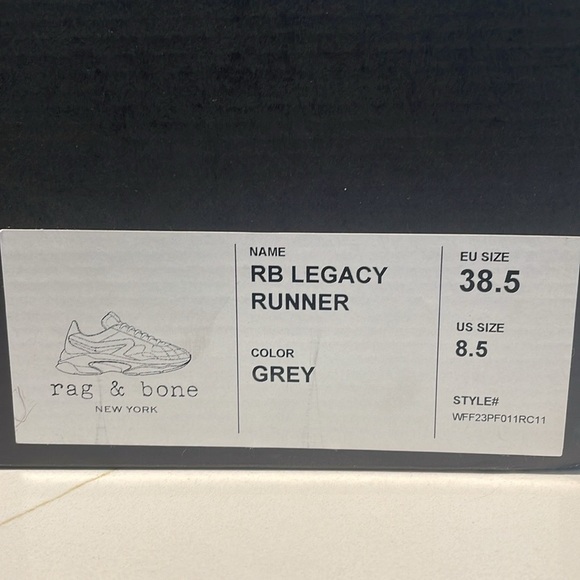 Rag & Bone RB Legacy Runner Sneakers in Grey Leather/ Suede - NWT - Picture 13 of 14